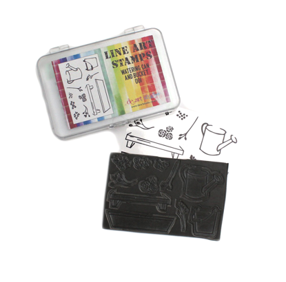 Picture of Line Art Stamp Set - Watering Can & Bucket 001
