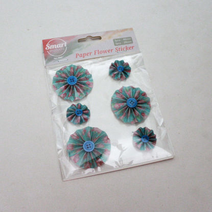 Picture of 20426-4- Paper Flower Sticker Set 1 - Turquoise