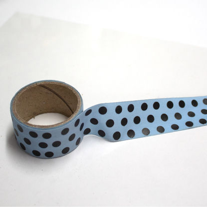 Picture of Fabric Washi Tape - Light Blue With Black Dots