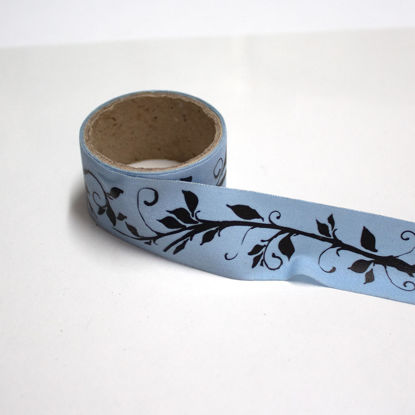 Picture of Fabric Washi Tape - Light Blue with Leaves