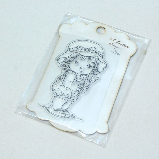 Picture of Girl with Rabbit - Clear Stamp