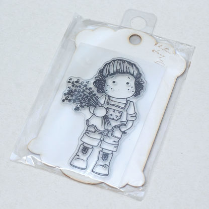 Picture of Girl with Flowers - Clear Stamp